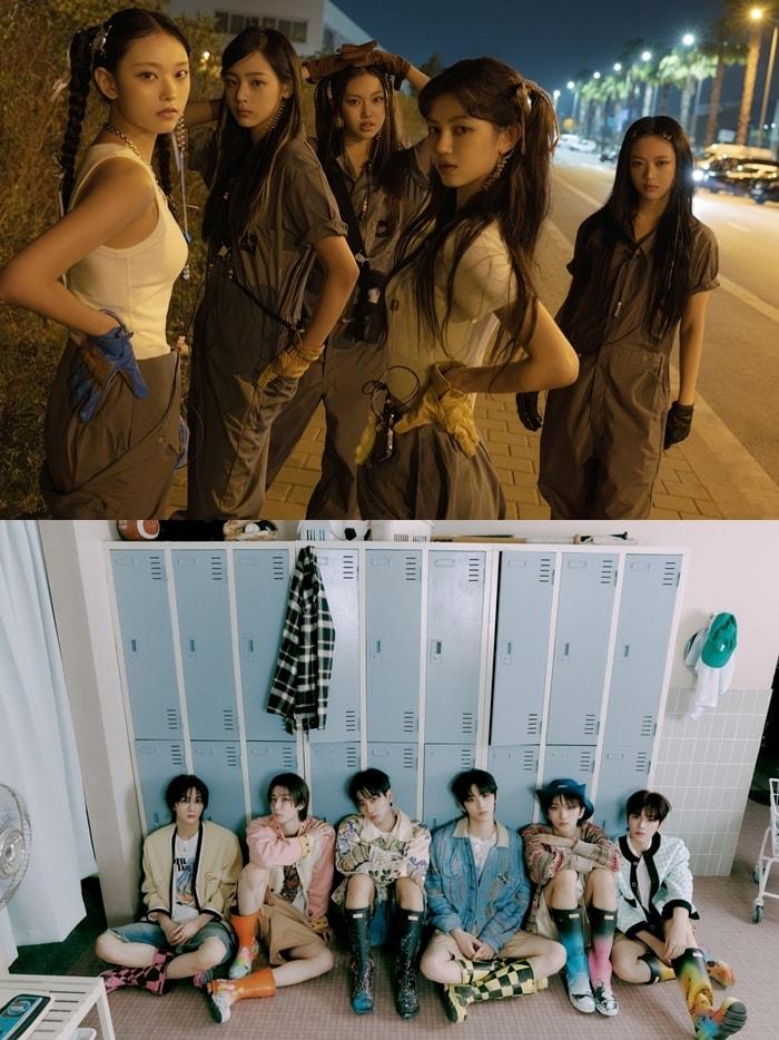 본문 이미지 - 뉴진스(위쪽, 어도어 제공)와 보이넥스트도어(KOZ 제공)