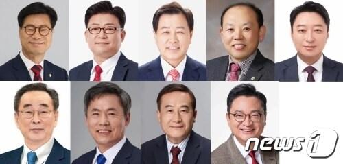 본문 이미지 - 22대 총선 구미을 예비후보 위쪽 왼쪽부터 시계방향으로 김영식 의원, 강명구, 김봉교, 신순식, 최우영, 최진녕, 허성우, 김현권 , 장세용 예비후보/뉴스1