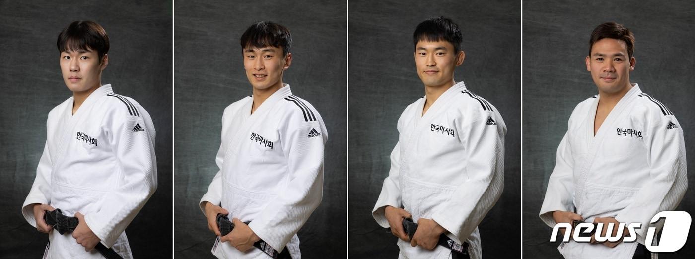 본문 이미지 -   왼쪽부터 한국마사회 유도단 신예 김화수·안재홍·안준성·이문진  선수(한국마사회 제공)