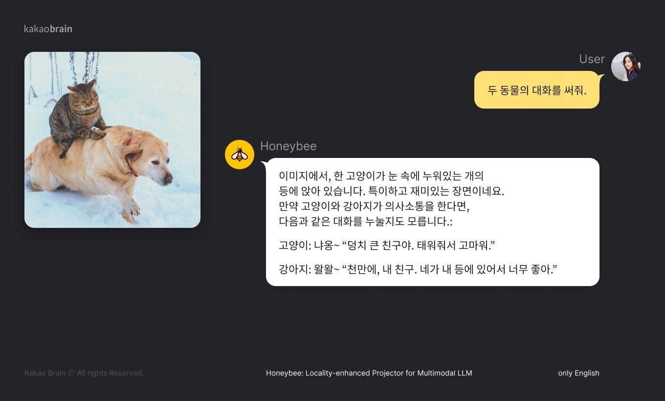 본문 이미지 - 카카오 브레인이 공개한 인공지능 '허니비' 작동 예시 (카카오브레인 제공) 2024.01.19 /뉴스1