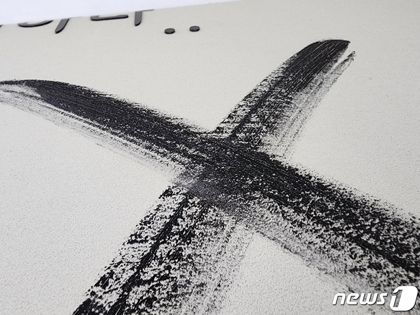 본문 이미지 - X자 낙서가 그려진 사월걸상아트월.(독자 제공)