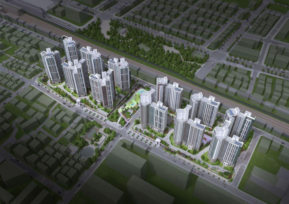 본문 이미지 - 대우건설 부천 송내역 푸르지오 센트비엔 조감도.(대우건설 제공)