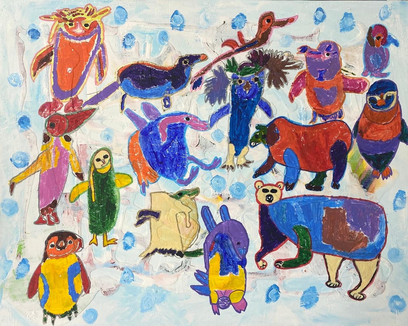 본문 이미지 - 천민준, 북극의 예술가들, acrylic on canvas, 72.7x90.9cm, 2023.