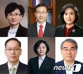본문 이미지 - 대법관 제청대상 후보자 6명. (왼쪽 위부터) 박순영 서울고법 판사(57), 박영재 법원행정처 차장(54), 신숙희 양형위원회 상임위원(54), 엄상필 서울고법 부장판사(55), 이숙연 특허법원 고법판사(55), 조한창 법무법인 도울 변호사(58). (대법원 제공)