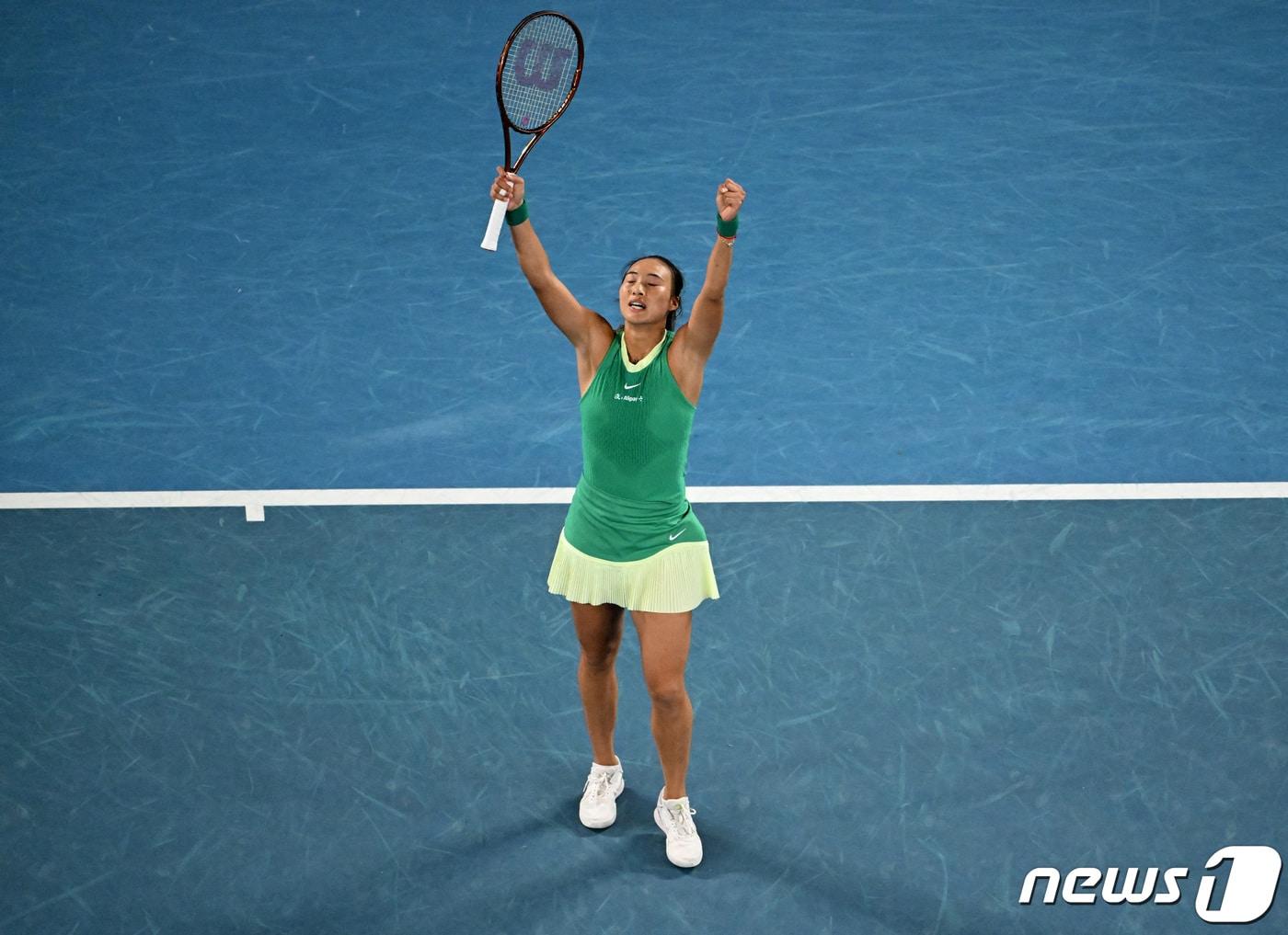 본문 이미지 - 호주오픈 여자단식 결승에 오른 정친원. ⓒ 로이터=뉴스1 ⓒ News1 원태성 기자