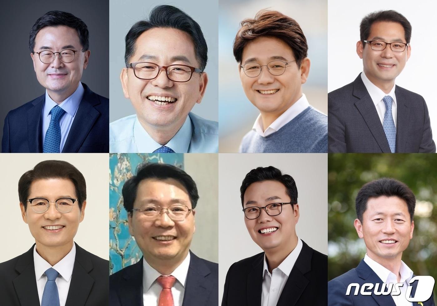 본문 이미지 - 왼쪽 상단에서 시계방향으로 소병철 더불어민주당 의원, 김문수 민주당 당대표 특보, 서갑원 전 국회의원, 손훈모 변호사, 이성수 진보당 전남도당 위원장, 천하람 개혁신당 최고위원, 김형석 국민의힘 전 통일부 차관, 신성식 전 수원지검장.2024.1.26/뉴스1