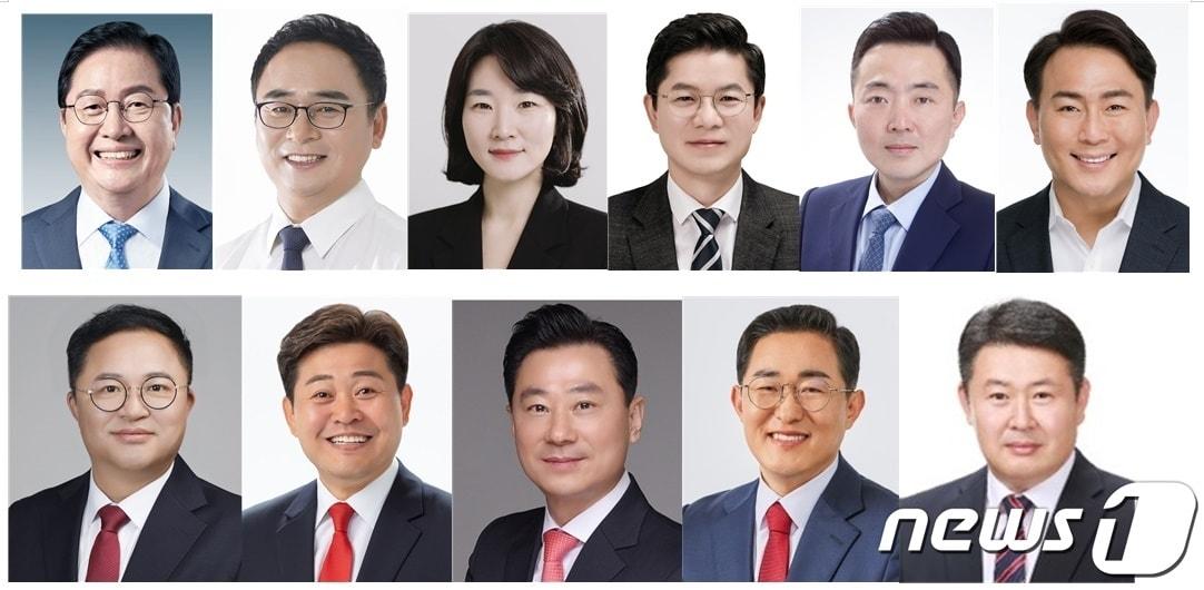 본문 이미지 - 윗줄 왼쪽부터 더불어민주당 장종태·안필용·이지혜·이영선·이용수·유지곤, 아랫 줄 왼쪽부터 국민의힘 조수연·조성호·김경석·김용경·이상찬 예비후보./뉴스1