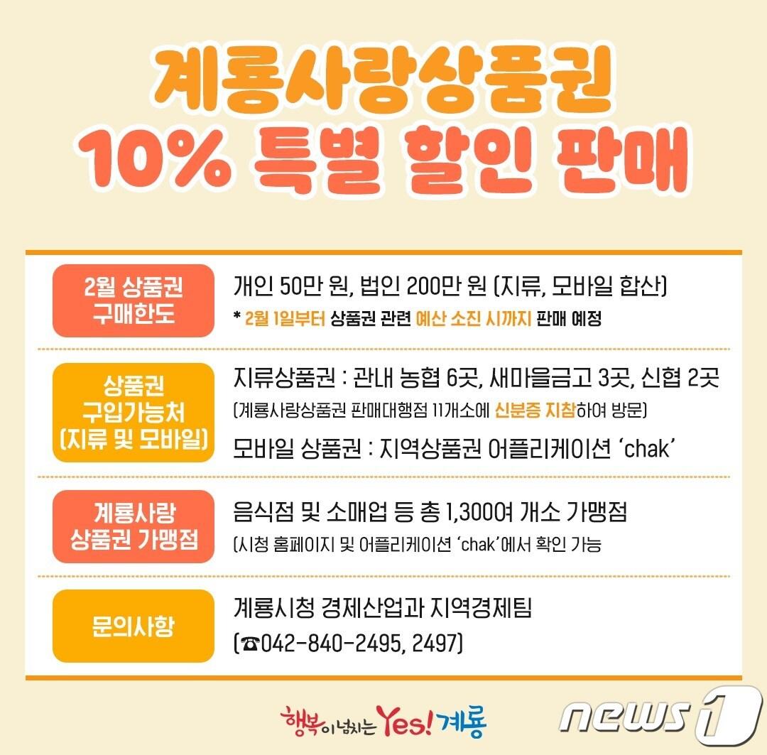본문 이미지 - ‘계룡사랑상품권’ 10% 특별 할인 판매 홍보물. /뉴스1