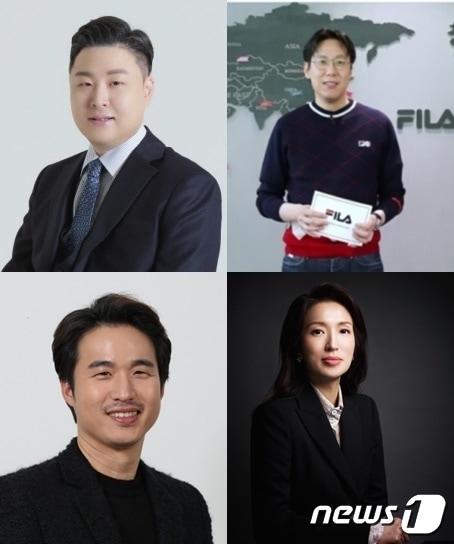 본문 이미지 - (왼쪽 위부터 시계방향으로) 최준호 패션그룹형지 부회장, 윤근창 휠라홀딩스 대표, 성래은 영원무역 부회장, 김익환 한세실업 부회장.(각 사 제공)