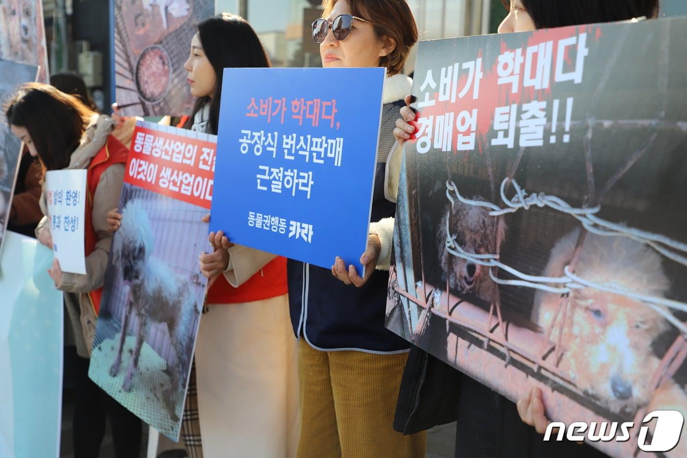 본문 이미지 - 루시의 친구들이 6일 제주 서귀포학생문화원 앞에서 루시법 지지 회견을 하고 있다. 2024.1.6/뉴스1
