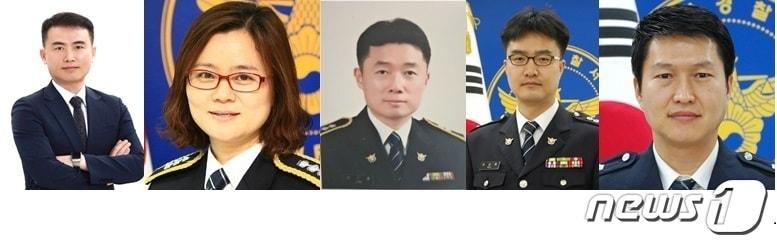 본문 이미지 - 사진 왼쪽부터 선원 전주완산경찰서 형사과장, 신은영 전북청 여성보호계장, 양신철 전북청 경무계장, 여상봉 전북청 반부패·경제범죄수사대장, 오지석 전북청 감찰계장(가나다 순, 전북경찰청 제공)2024.1.8/뉴스1