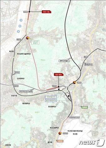본문 이미지 - 경부선 철도 지하화 노선(부산시청 전경)