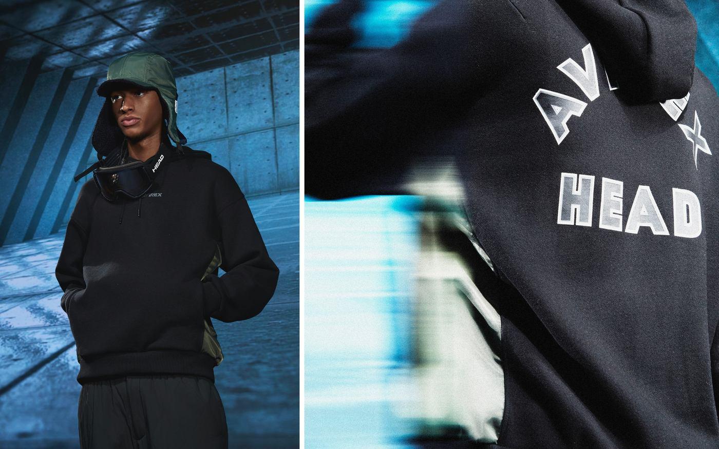 헤드(HEAD)는 밀리터리 패션 브랜드 아비렉스(AVIREX)와 협업해 밀리터리 스포츠 스트리트 무드를 담은 FW시즌 컬렉션을 선보인다.(헤드제공)