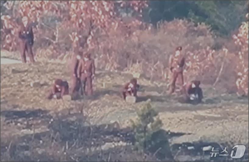 본문 이미지 - 합동참모본부는 10일 국회 국방위원회 국정감사에서 북한이 남북 단절 조치를 하는 사진을 공개했다. 이날 김명수 합참의장은 북한이 전날 남북 연결 도로·철길 완전 차단 및 방어 구조물의 요새화를 발표한 것과 관련해 북한은 실질적으로 지난 8월에 남북 연결 통로의 전체 차단 작업을 마쳤다고 전했다. 사진은 지난 2023년 12월 동해선 지뢰매설 작업중인 모습. (합동참모본부 제공) 2024.10.10/뉴스1