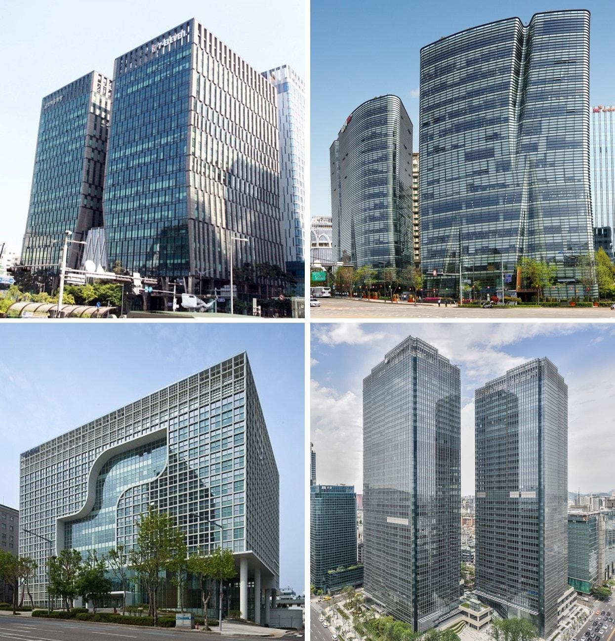 본문 이미지 - GRESB 5스타 획득한 펀드들의 기초자산 전경. 왼쪽 위부터 시계방향으로 시그니쳐타워, 트윈트리타워, 센터필드, 오토웨이타워