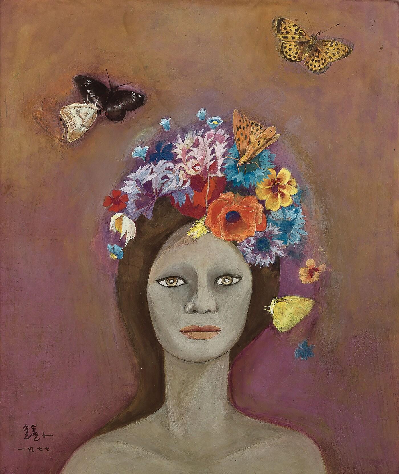 본문 이미지 - 천경자, 1924-2015, [여인의 초상], color on paper, 50&times;42.2cm, 1977, 별도문의. 서울옥션 제공.