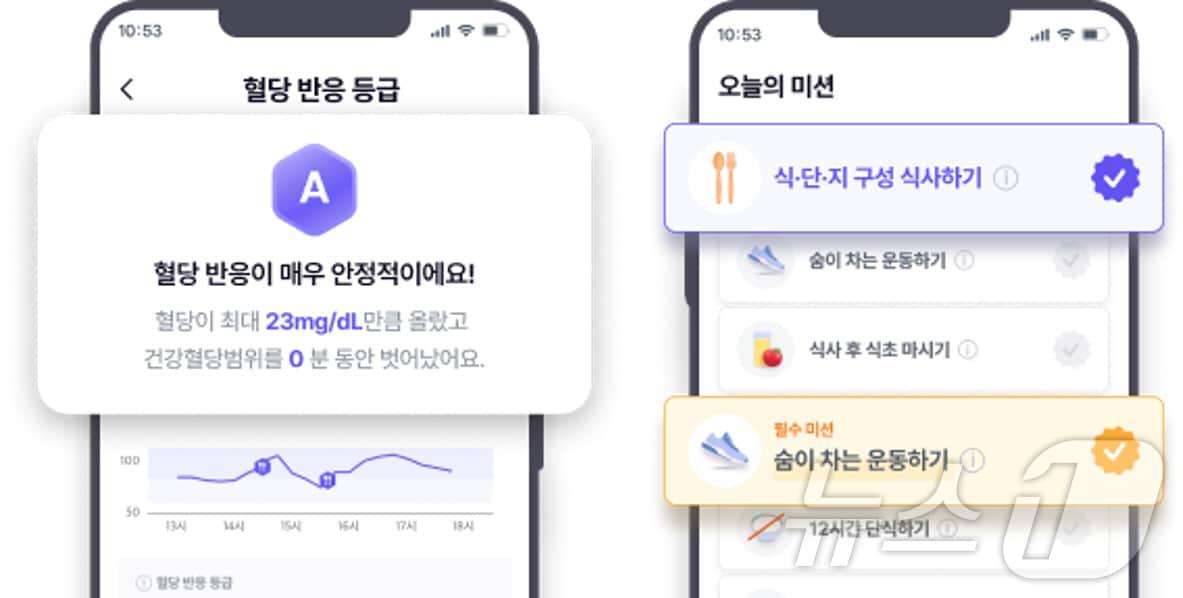 본문 이미지 - 혈당 관리 앱 '웰다'(Welda) 앱 활용 모습.(대웅제약 엠서클 제공)/뉴스1 ⓒ News1