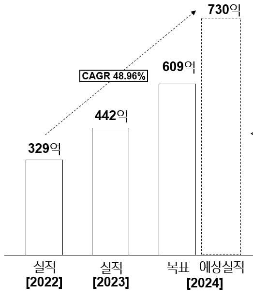본문 이미지 - 비앤비코리아의 최근 3년간 매출 추이(서영이앤티 제공).