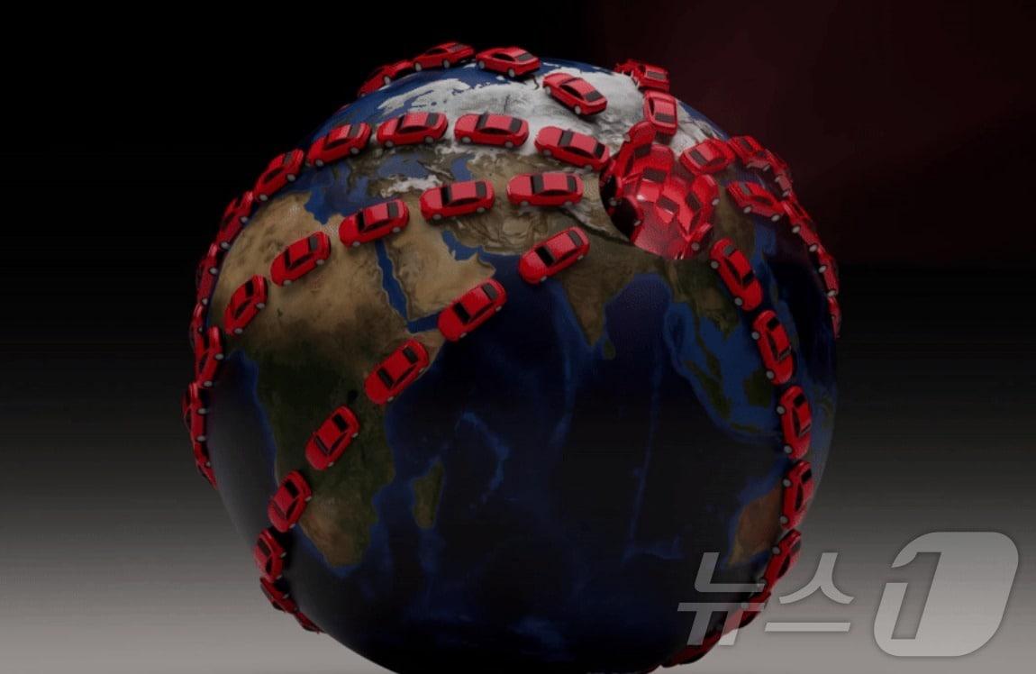 본문 이미지 - BYD가 전기차를 전세계에 토해내는 것을 시각화 한 그래픽 - 블룸버그 갈무리