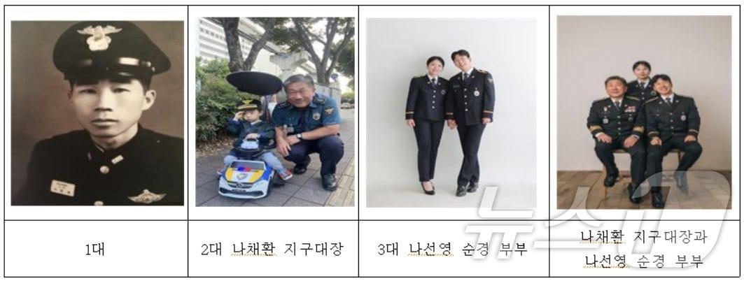 본문 이미지 - 제79회 '경찰의 날'인 21일을 맞아 도합 62년째 치안 현장을 책임지고 있는 '경찰 가족'이 화제다. 사진은 3대가 경찰에 입직한 나채환 대구 수성서 지산지구대장 가족. (대구경찰청 제공)/뉴스1