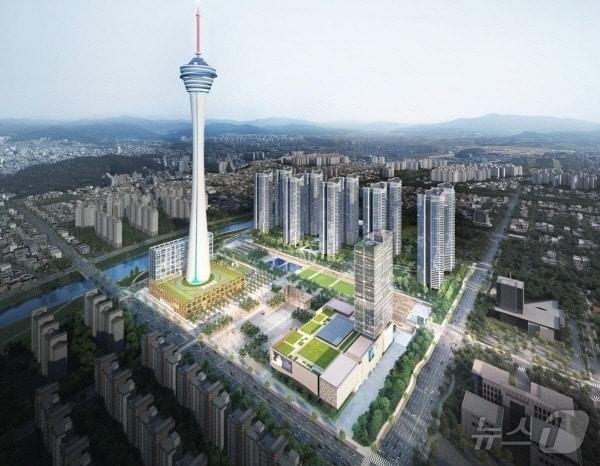 본문 이미지 - ㈜자광이 제출한 옛 대한방직 부지개발 조감도(전주시 제공)/뉴스1