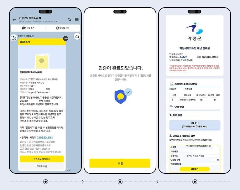 본문 이미지 - 세외수입 체납 정보를 모바일 전자고지로 안내하는 '카카오톡 알림톡' 서비스(가평군 제공)/뉴스1
