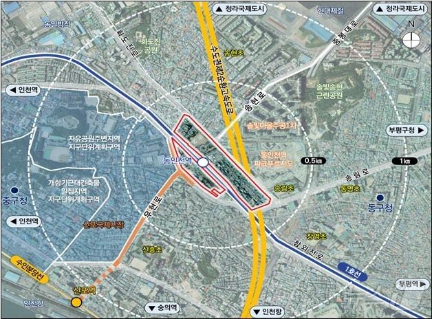 본문 이미지 - 동인천 개발사업 위치도(인천시 제공) / 뉴스1