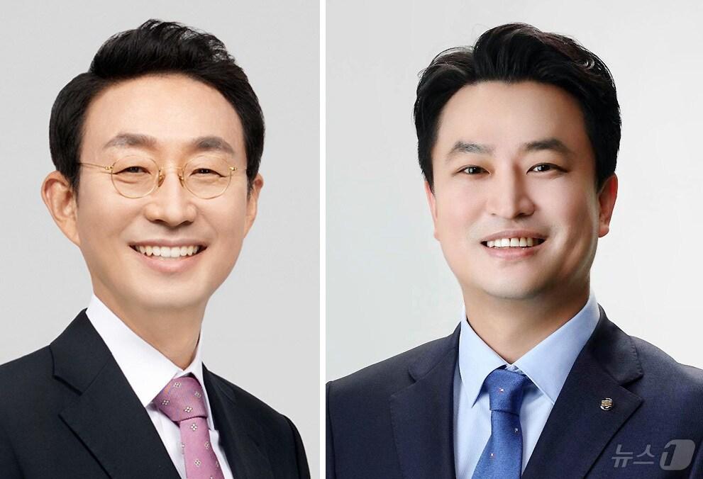 본문 이미지 - 24일 제40대 한국교총회장 선거에 출마한 권택환 대구교육대 교수(왼쪽)와 강주호 경남 진주 동중학교 교사.ⓒ News1 김대벽기자