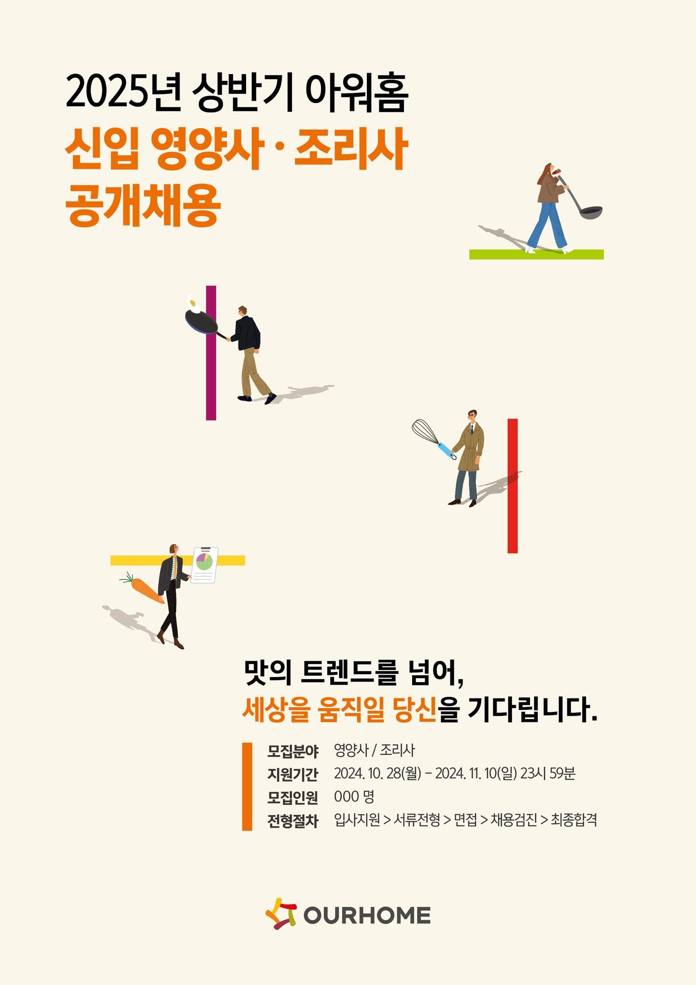 본문 이미지 - 아워홈이 '2025년 상반기 신입 영양사·조리사 공개 채용'을 실시한다.(아워홈 제공)