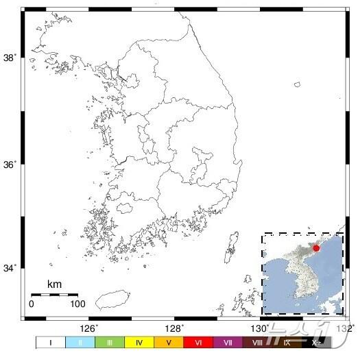 본문 이미지 - 28일 오후 2시 11분 44초쯤 북한 함경북도 길주 북북서쪽 39㎞ 지역에서 규모 2.3의 지진이 발생했다. 2024.10.28/뉴스1&#40;기상청 제공&#41;