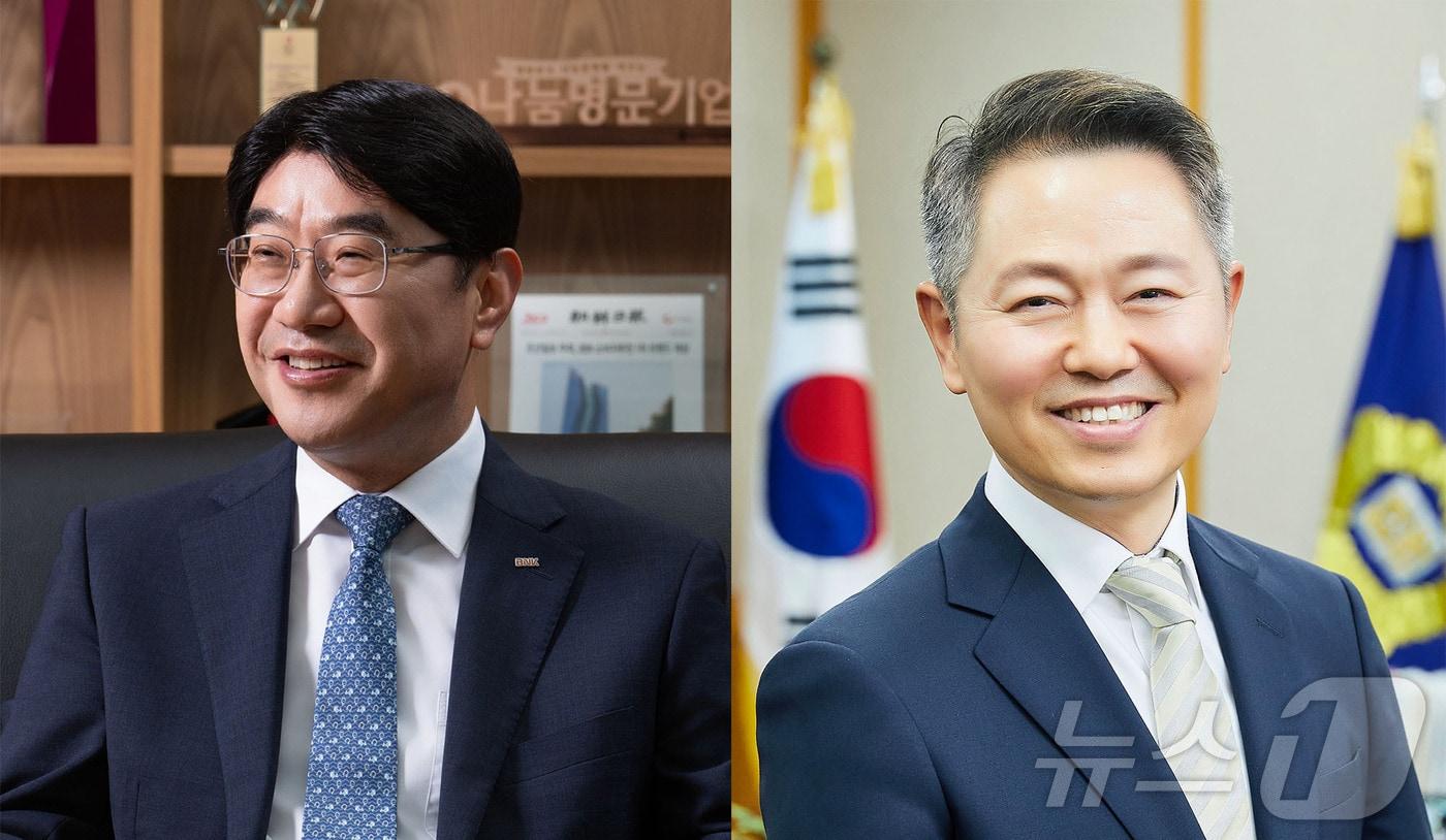 본문 이미지 - 방성빈 BNK부산은행장(왼쪽)과 권기철 법무법인 정인 변호사. (동아대 제공)