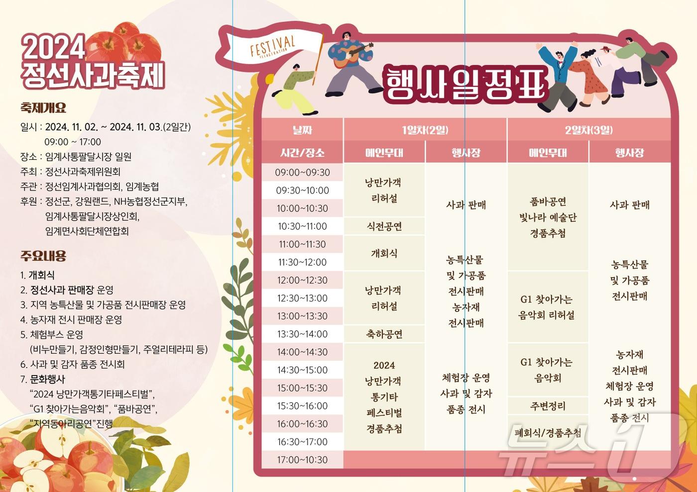 본문 이미지 - ‘2024 정선사과축제’가 오는 11월 2~3일 강원 정선군 임계면 사통팔달시장 일원에서 개최된다. (정선군 제공) 2024.10.30/뉴스1