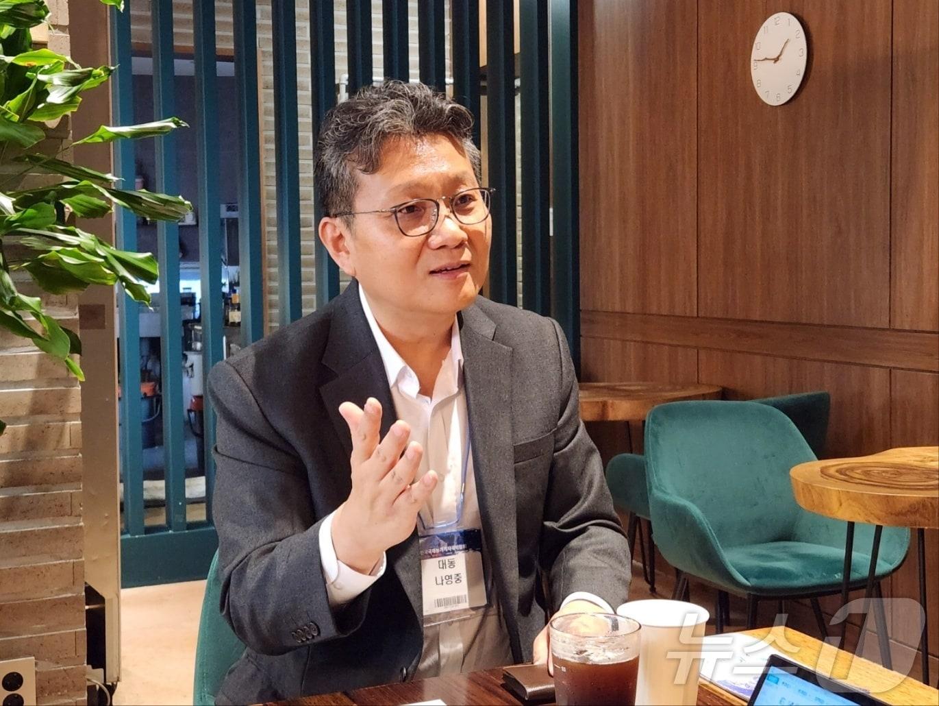 본문 이미지 - 대구 엑스코에서 열린 '대한민국 국제 농기계자재 박람회'에서 나영중 대동 P&Biz 개발부문장이 인터뷰를 진행하고 있다.2024.10.30. ⓒ News1 이정후 기자