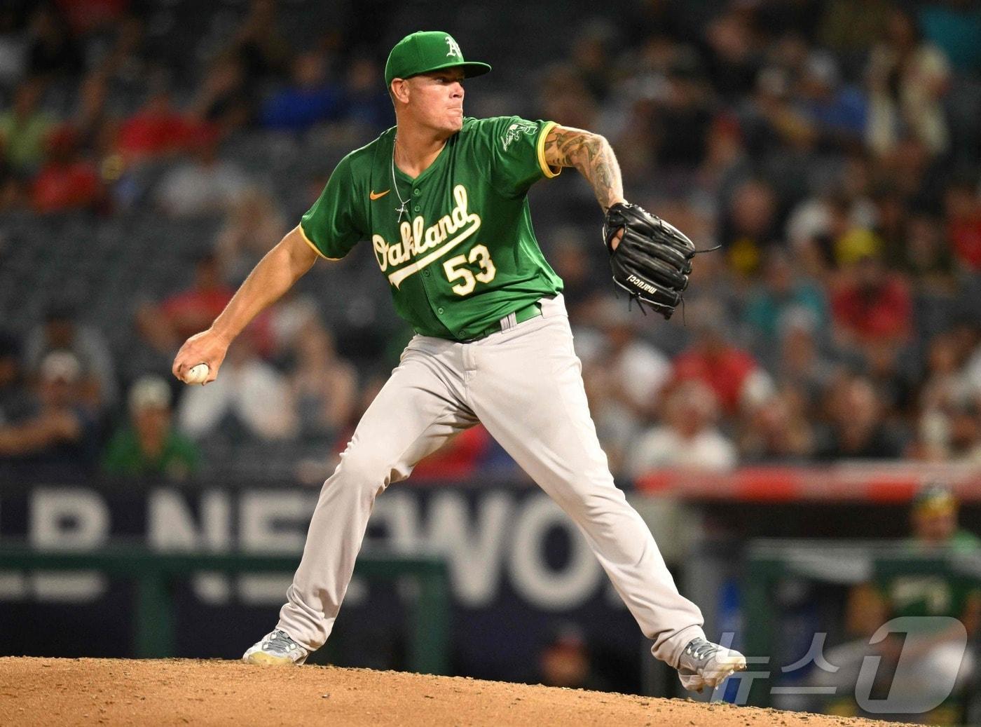 본문 이미지 - 오클랜드에서 방출된 전 KIA 우완 브룩스. ⓒ AFP=뉴스1