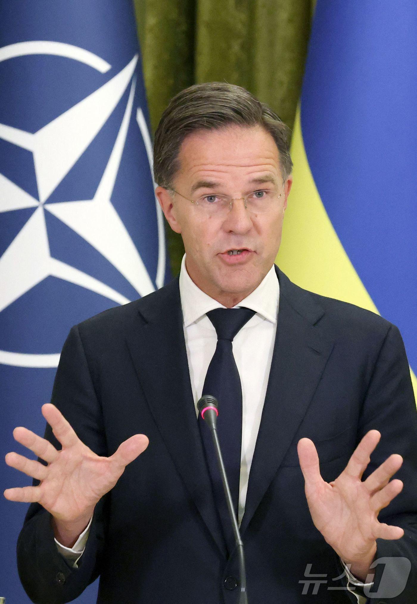 본문 이미지 - 마르크 뤼터 나토 사무총장이. 2024.10.04 ⓒ AFP=뉴스1 ⓒ News1 우동명 기자