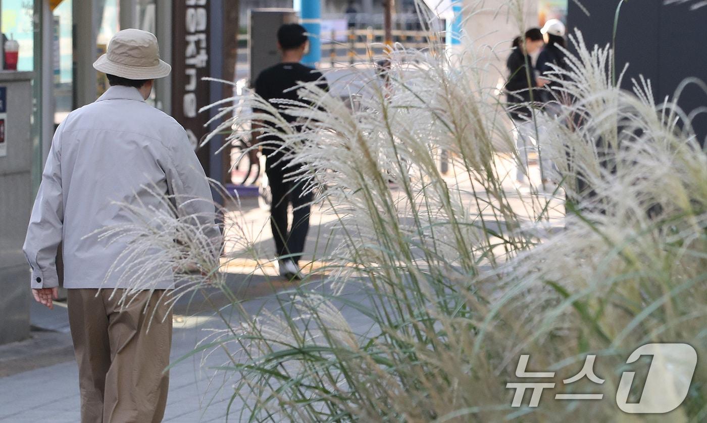 본문 이미지 - 한글날인 9일 오전 서울 시내에서 시민들이 쌀쌀한 날씨에 든든한 옷차림을 하고 발걸음을 옮기고 있다. 2024.10.9/뉴스1 ⓒ News1 임세영 기자