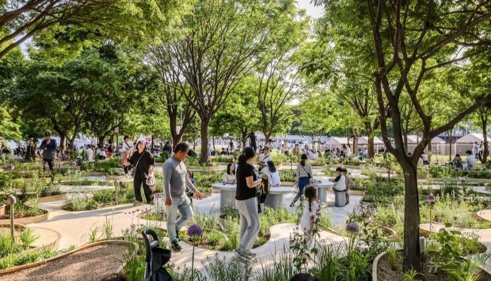 본문 이미지 - 시민들이 서울국제정원박람회에 조성된 정원을 거니는 모습. (서울시 제공)ⓒ 뉴스1