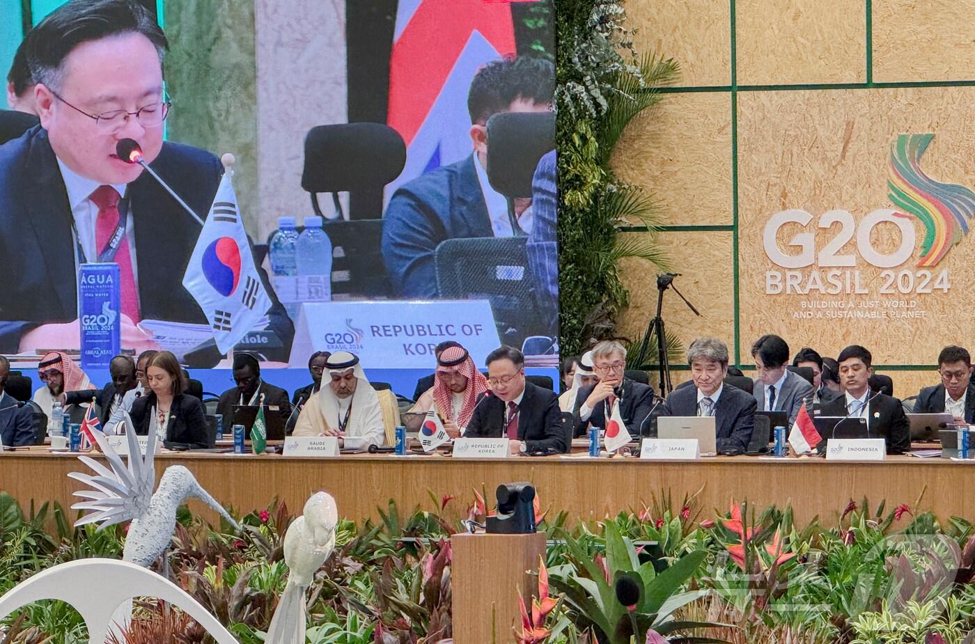 지난달 31일 열린 &#39;2024 G20 재무보건장관 합동회의 및 보건장관회의&#39;에 참석해 발언하는 조규홍 보건복지부 장관 &#40;보건복지부 제공&#41; 2024.11.1/뉴스1 ⓒ News1