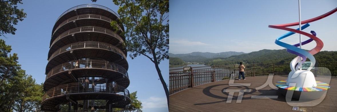 본문 이미지 - 문학과 호수 그리고 하늘 ‘안성 금광호수하늘전망대’(경기관광공사 제공)/