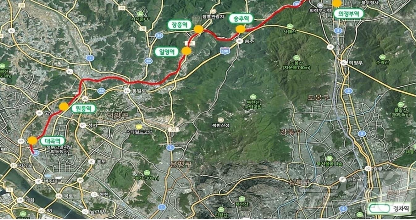 본문 이미지 - 다음달 개통을 앞둔 교외선 노선도. &#40;경기도 제공&#41;