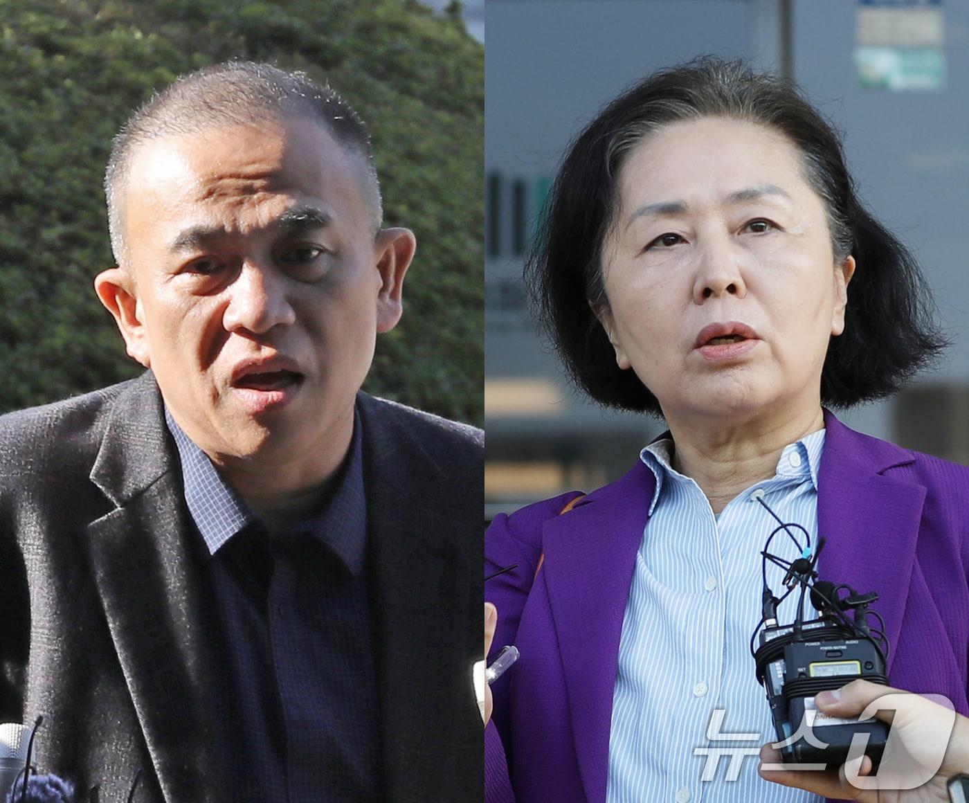 본문 이미지 - 검찰이 김건희 여사 공천개입 의혹의 핵심 인물인 명태균 씨&#40;왼쪽&#41;와 김영선 전 국민의힘 의원에 대해 구속영장을 청구했다. &#40;뉴스1 DB&#41; 2024.11.11/뉴스1