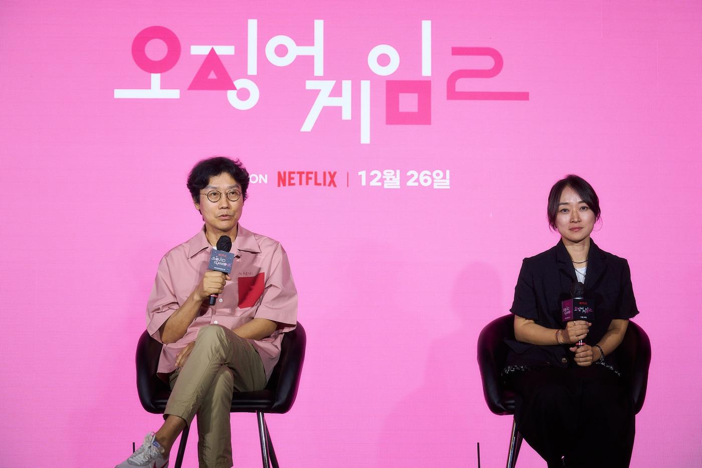 황동혁 감독(왼쪽), 김지연 싸이런픽쳐스 대표 / 사진제공=넷플릭스