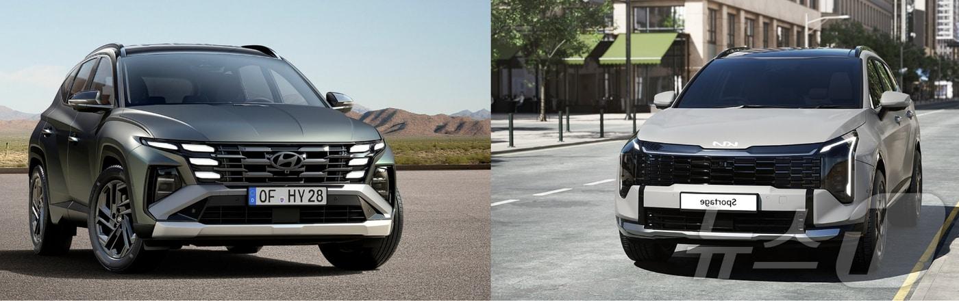 현대차 투싼(왼쪽)과 기아 스포티지 