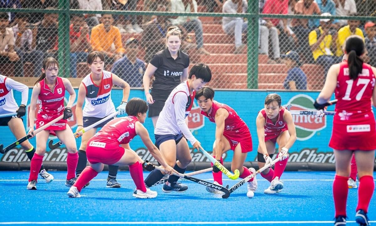 본문 이미지 -  한국 여자하키, 아시아 챔피언스트로피 첫날 일본과 무승부. (대한하키협회 제공)