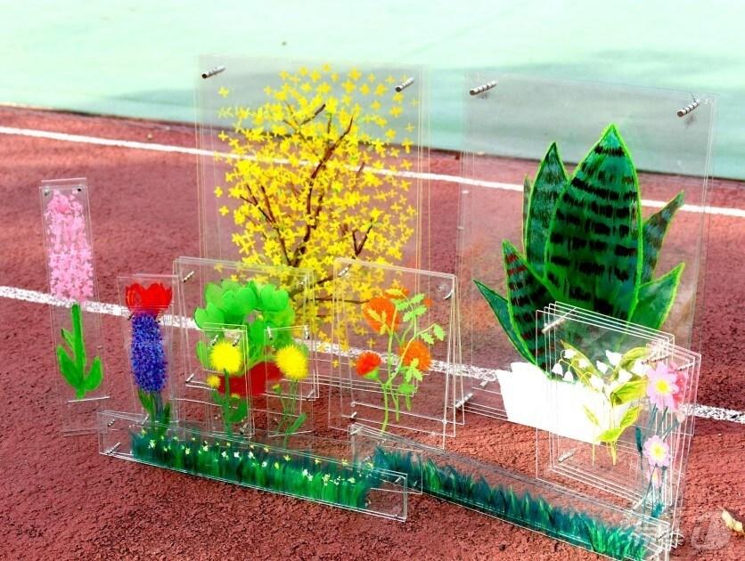 본문 이미지 - 2024년 전국 학교예술교육 축제에서 미술 부문 교육부장관상을 수상한 대구보명학교(특수학교) 학생들의 '겹겹꽃밭' 작품. (교육부 제공)