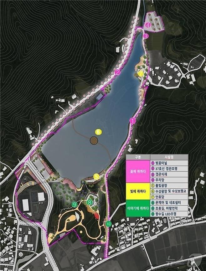 본문 이미지 - 옥천군 교동호수 관광명소화사업  계획도(옥천군 제공) /뉴스1