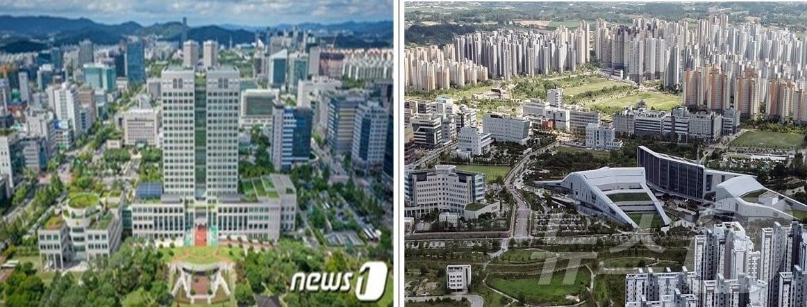 본문 이미지 - 대전시청(왼쪽)과 충남도청 전경./뉴스1