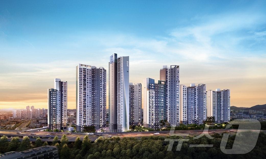 본문 이미지 -  둔산 엘리프 더센트럴 조감도. (계룡건설 제공)