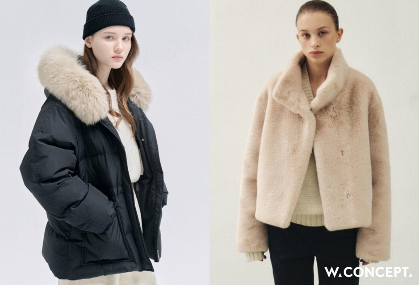 W컨셉에 따르면 지난 11월 6일부터 19일까지 최근 2주간 코트, 패딩, 점퍼, 퍼 등 헤비아우터 매출이 직전 2주 대비 108% 급증한 것으로 나타났다.(W컨셉제공)