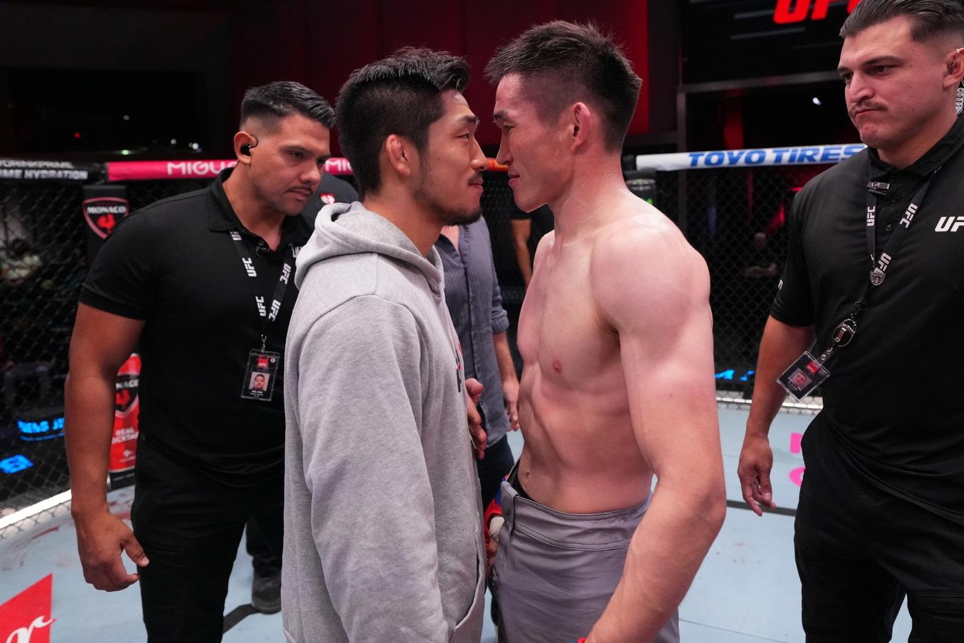 유수영(왼쪽)과 바얼겅 제러이스(오른쪽)이 로드 투 UFC 밴텀급 결승에서 맞붙는다.(UFC 제공)